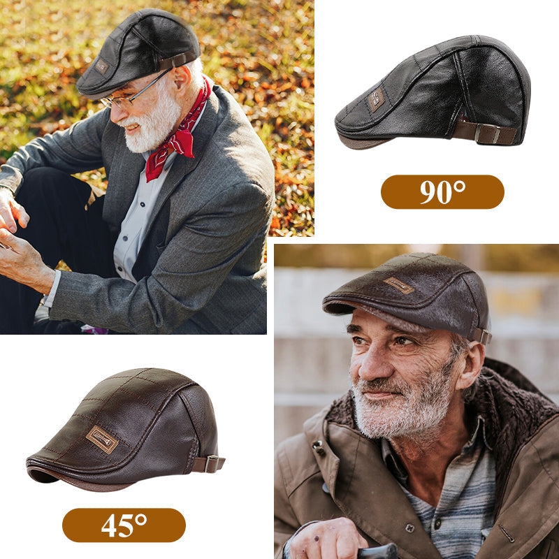 š„Give the elders a warm winteršPlush leather beret