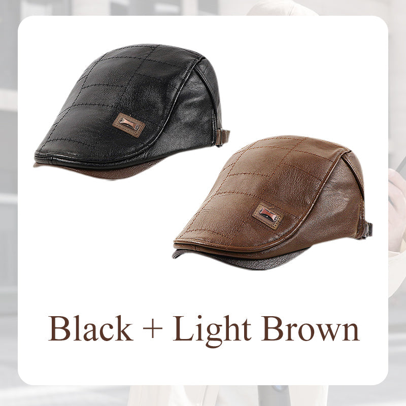 š„Give the elders a warm winteršPlush leather beret