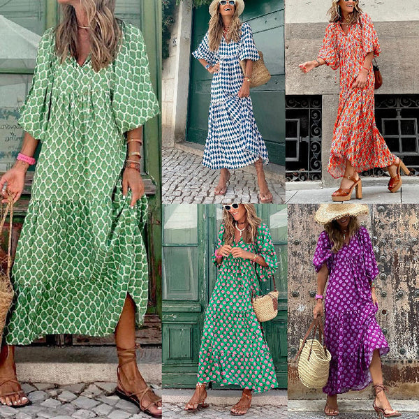 Elegant Floral Boho Maxi Dress