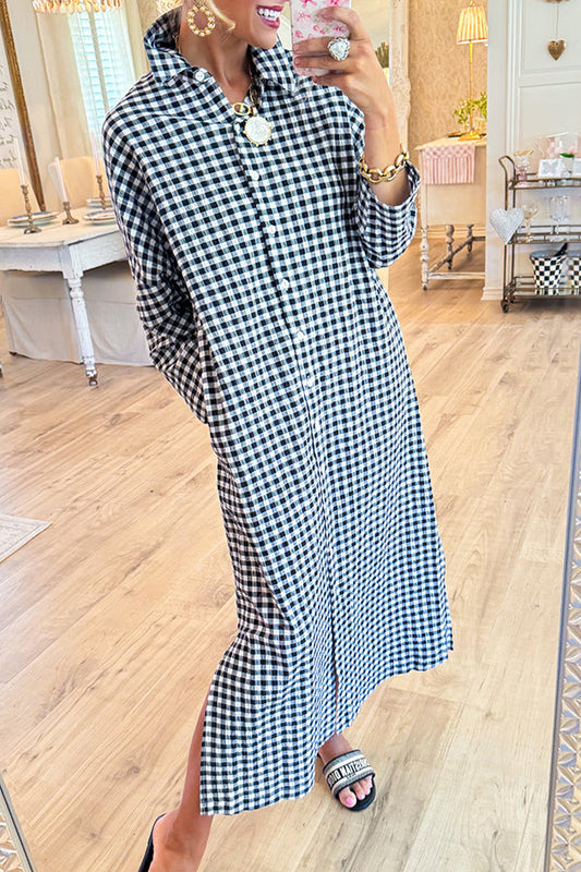 Gingham Seersucker Maxi Dress
