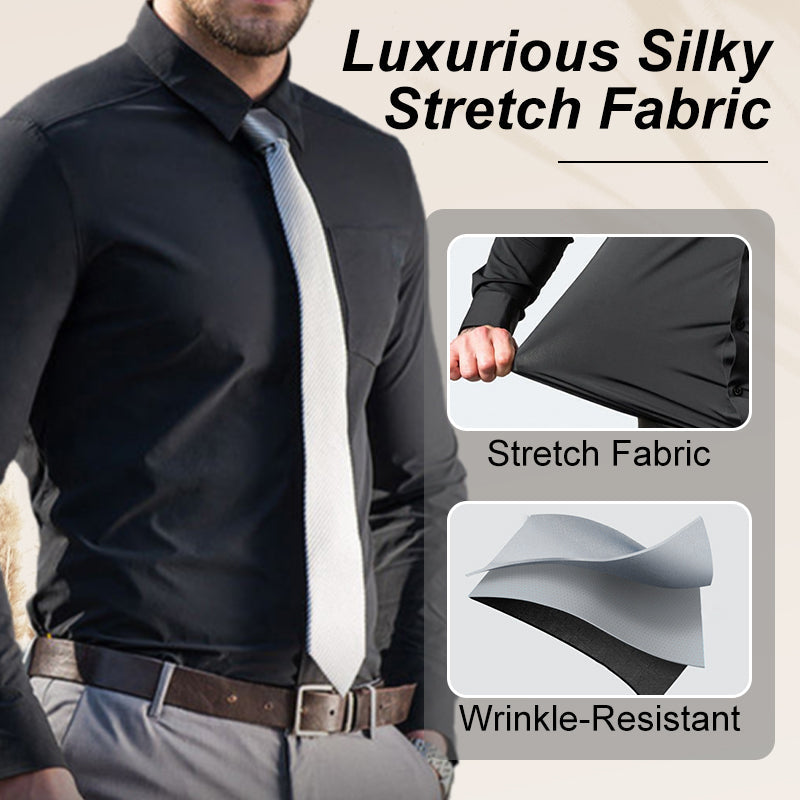 Men's Silky Wrinkle Resistant Solid Color Stretch Shirt🔥💕(BUY 2 FREE SHIPPING)